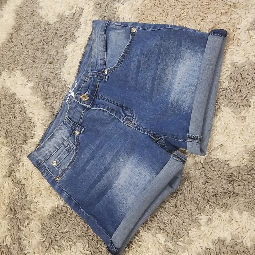 7 For All Mankind Girls stretch jean denim shorts 14